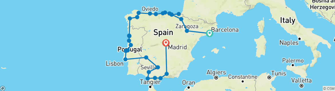 Carte du circuit Grand circuit découverte en Espagne et au Portugal - 22 jours