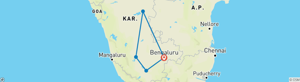 Image d'une carte montrant l'itinéraire du circuit