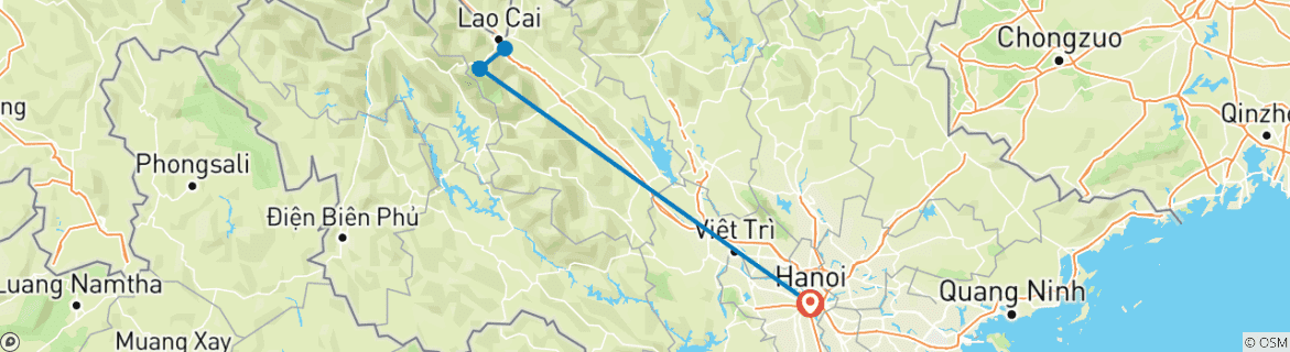 Image d'une carte montrant l'itinéraire du circuit