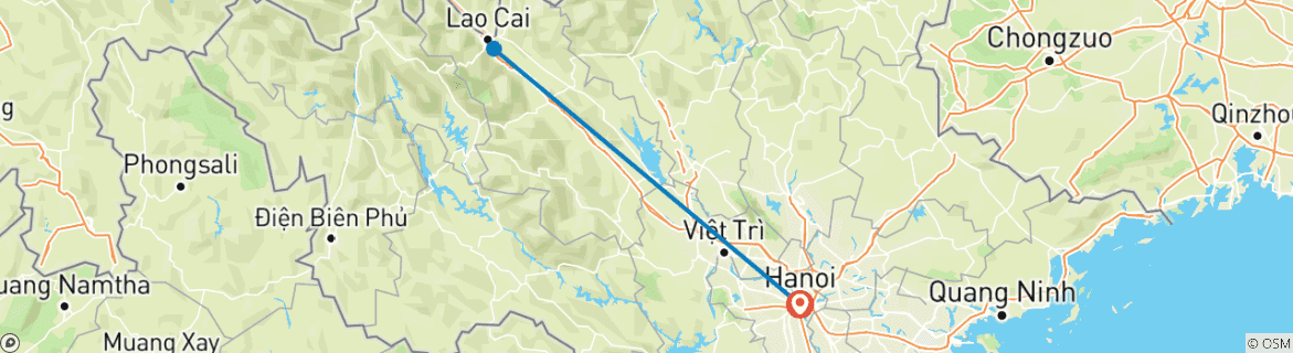 Image d'une carte montrant l'itinéraire du circuit