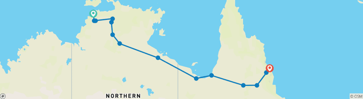 Foto van een kaart met de route van de rondreis
