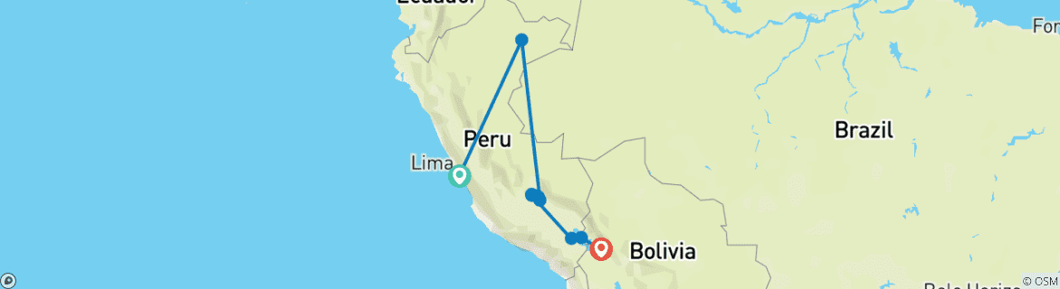Carte du circuit Terre sacrée des Incas