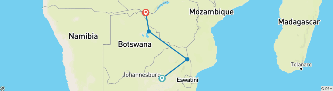 Image d'une carte montrant l'itinéraire du circuit