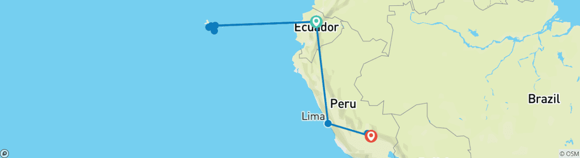 Karte von Galapagos & Inka Trail Erlebnisreise