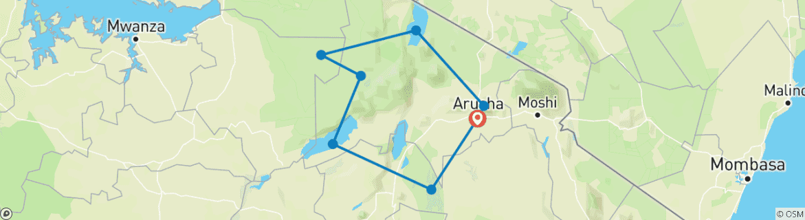 Image d'une carte montrant l'itinéraire du circuit