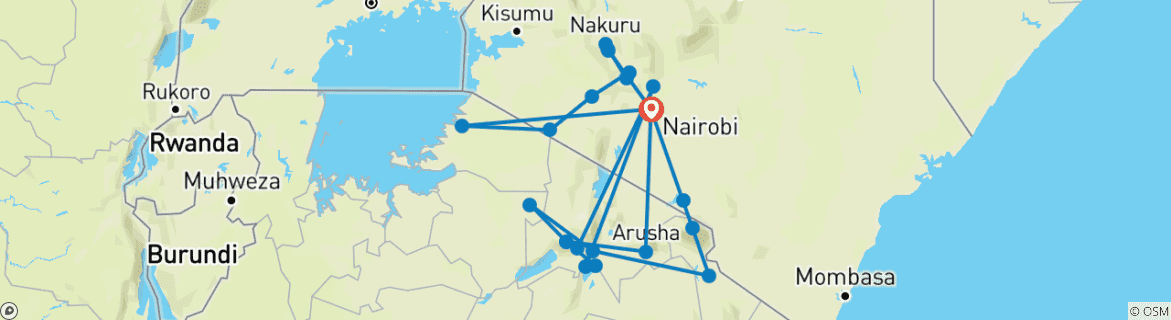 Image d'une carte montrant l'itinéraire du circuit