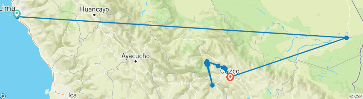 Carte du circuit Rencontre avec les Incas (from Lima to Cusco)