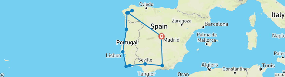 Image d'une carte montrant l'itinéraire du circuit