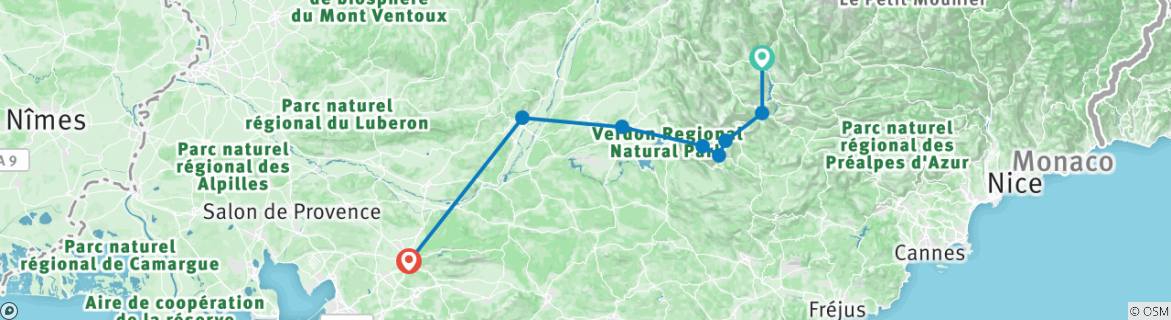 Karte mit der Reiseroute