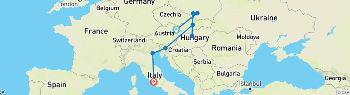 Image d'une carte montrant l'itinéraire du circuit