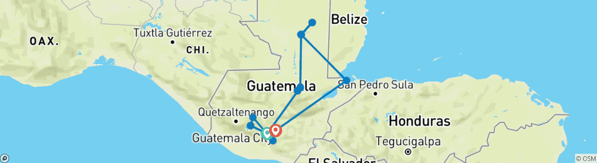 Image d'une carte montrant l'itinéraire du circuit