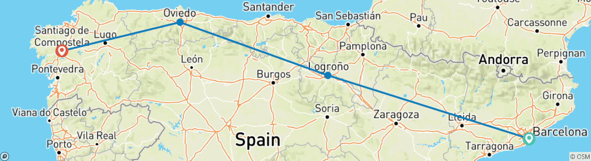 Image d'une carte montrant l'itinéraire du circuit