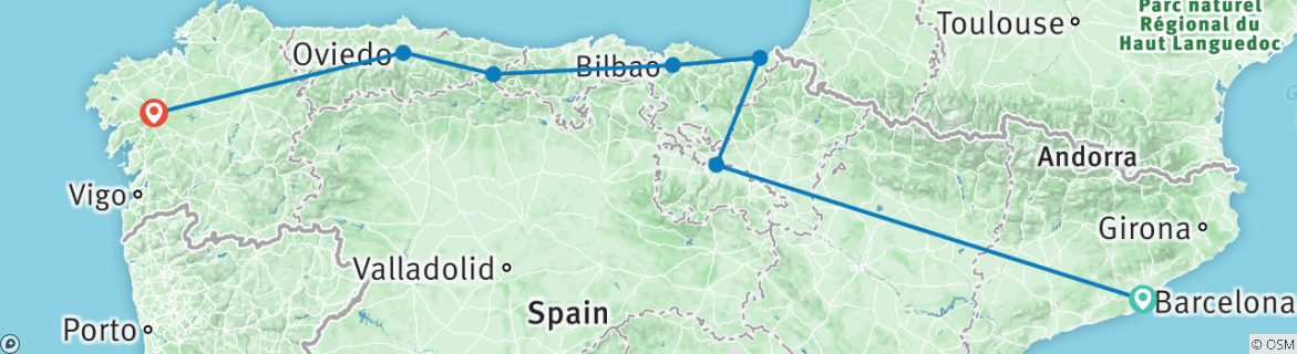 Foto van een kaart met de route van de rondreis