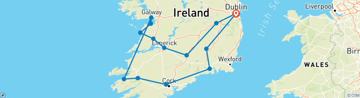 Image d'une carte montrant l'itinéraire du circuit