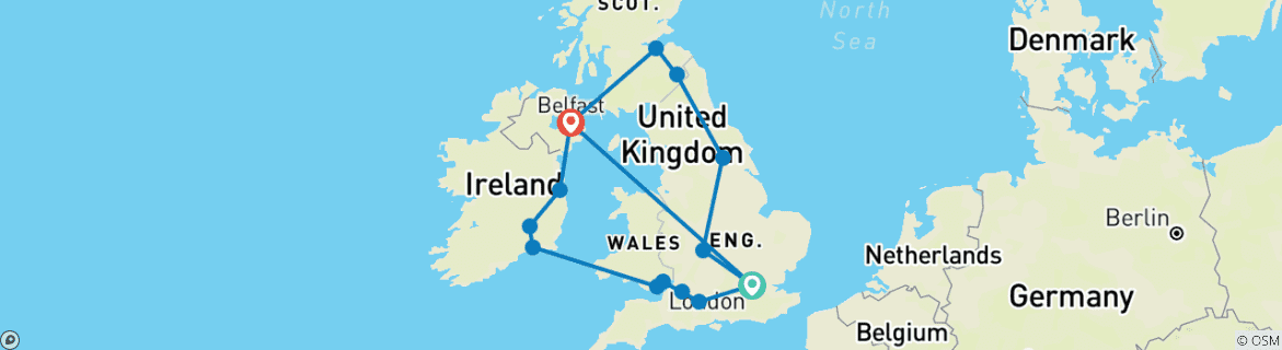 Image d'une carte montrant l'itinéraire du circuit