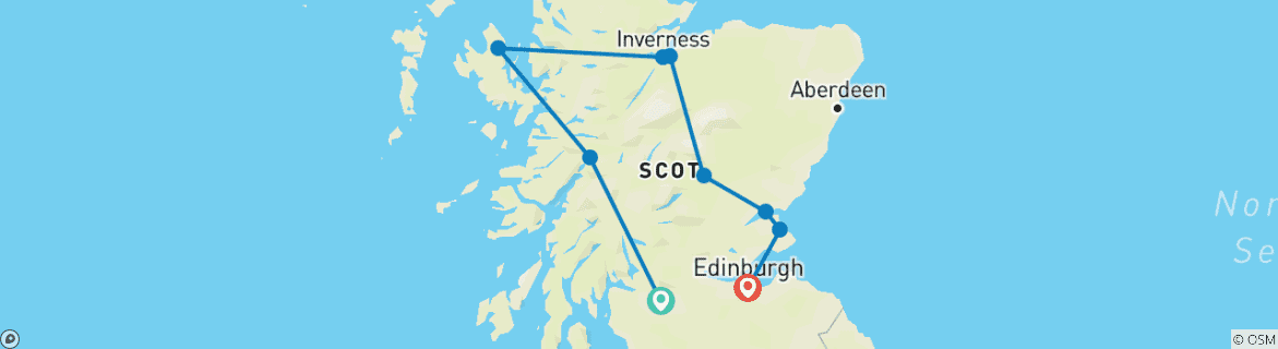 Image d'une carte montrant l'itinéraire du circuit