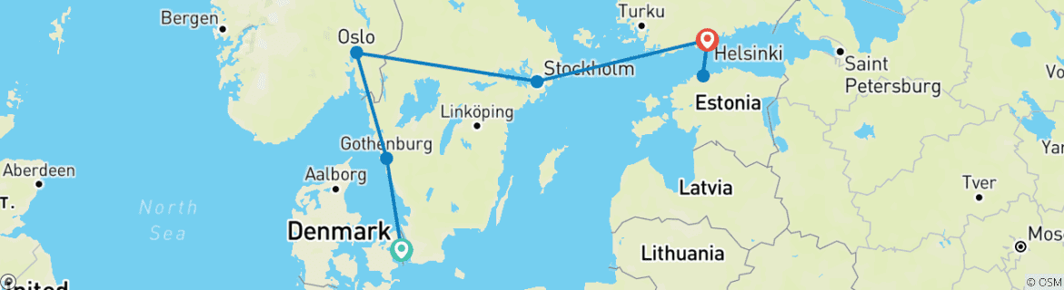 Carte du circuit Capitales du Nord