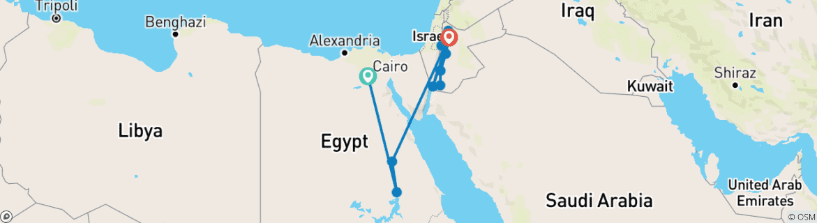 Karte mit der Reiseroute