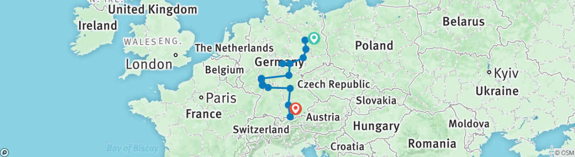 Karte mit der Reiseroute