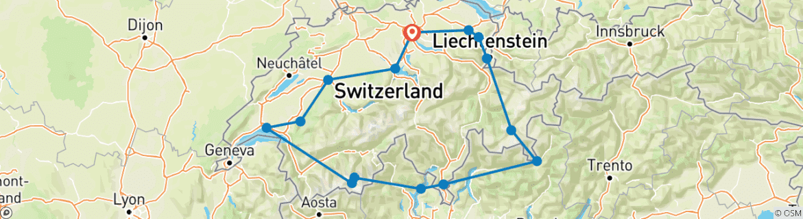Image d'une carte montrant l'itinéraire du circuit