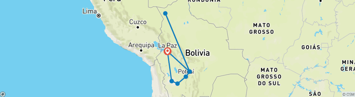 Carte du circuit Découverte de la Bolivie