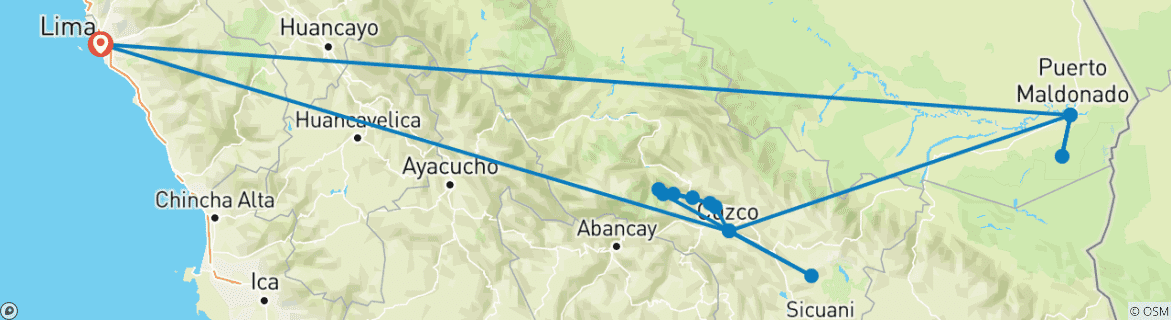 Karte von Vom Amazonas in die Anden