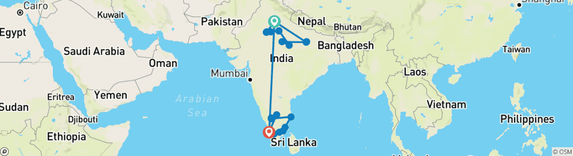 Carte du circuit L'Inde englobée