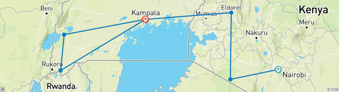 Image d'une carte montrant l'itinéraire du circuit