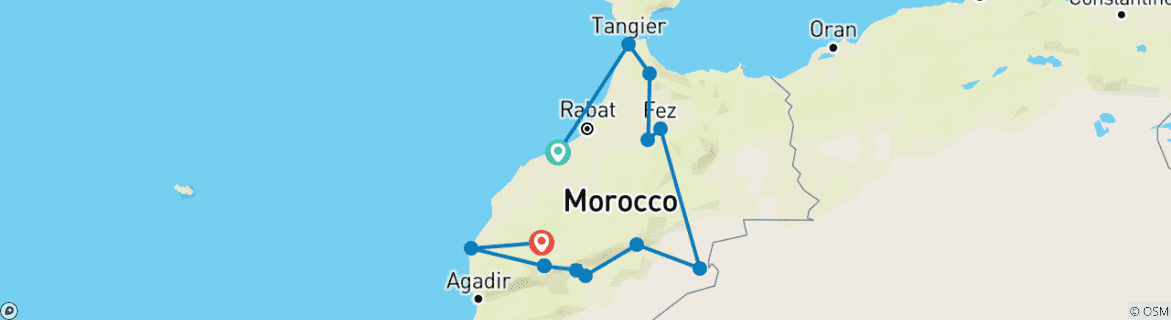 Image d'une carte montrant l'itinéraire du circuit