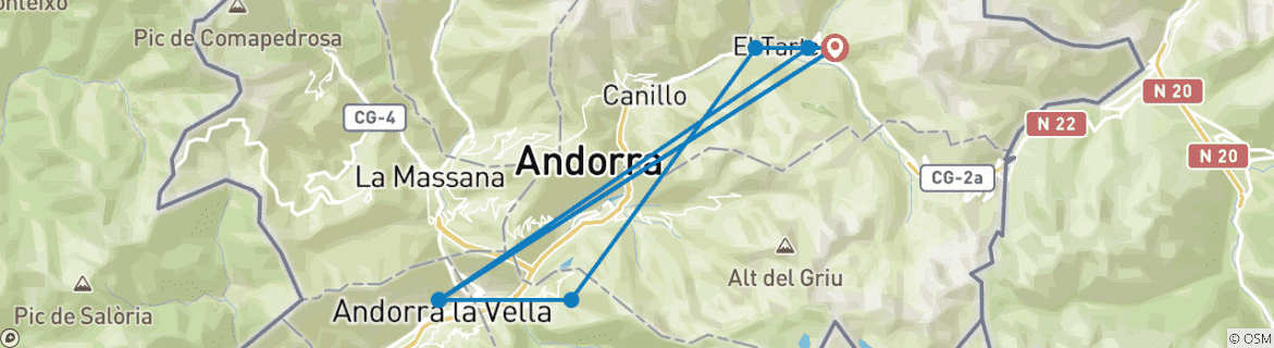 Image d'une carte montrant l'itinéraire du circuit