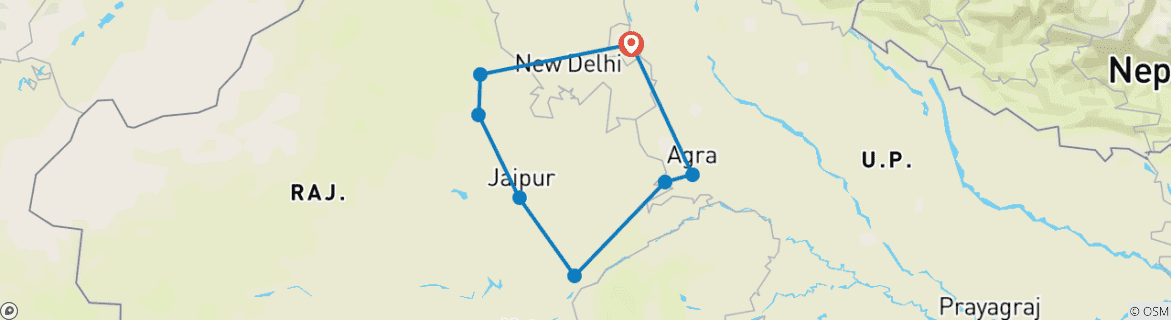 Carte du circuit Vacances en famille en Inde du Nord