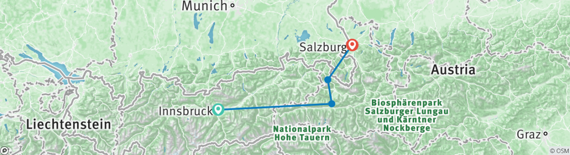 Karte mit der Reiseroute