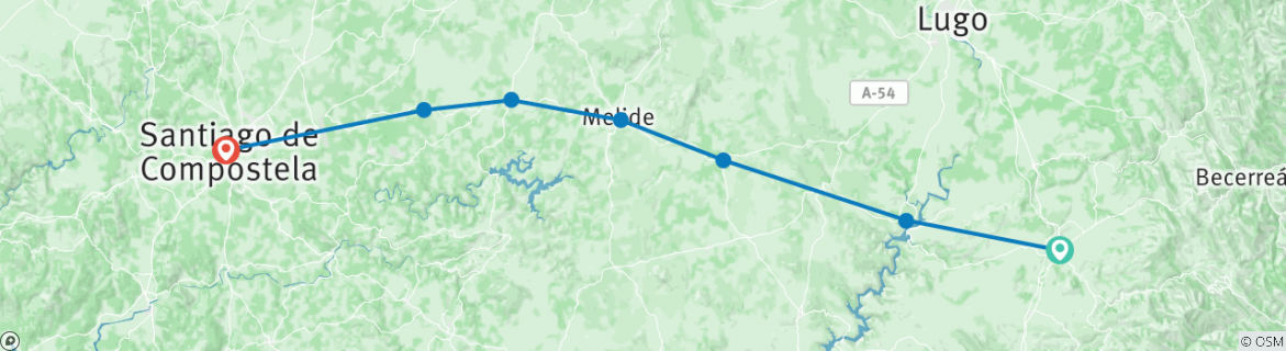 Karte mit der Reiseroute