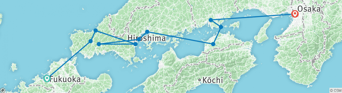 Karte mit der Reiseroute