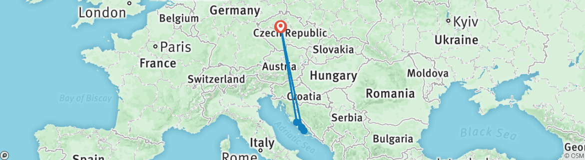 Karte mit der Reiseroute