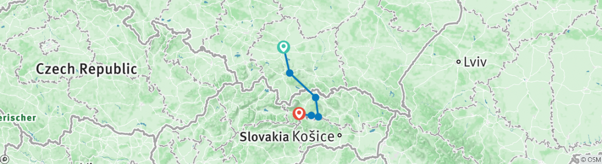 Karte mit der Reiseroute