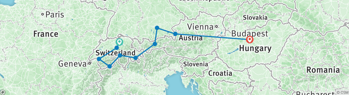 Karte mit der Reiseroute