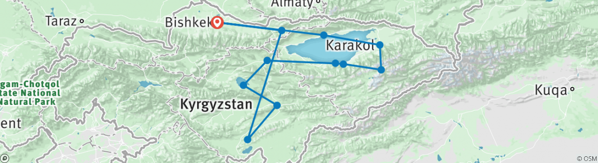 Karte mit der Reiseroute