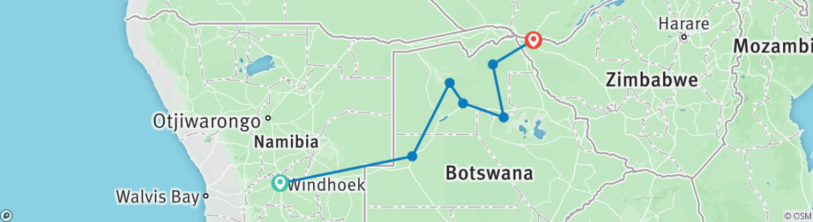 Foto van een kaart met de route van de rondreis