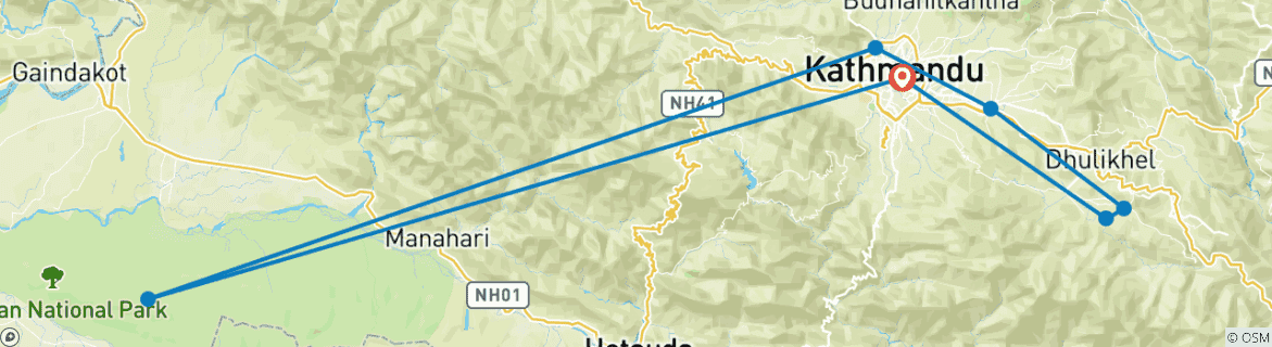 Image d'une carte montrant l'itinéraire du circuit