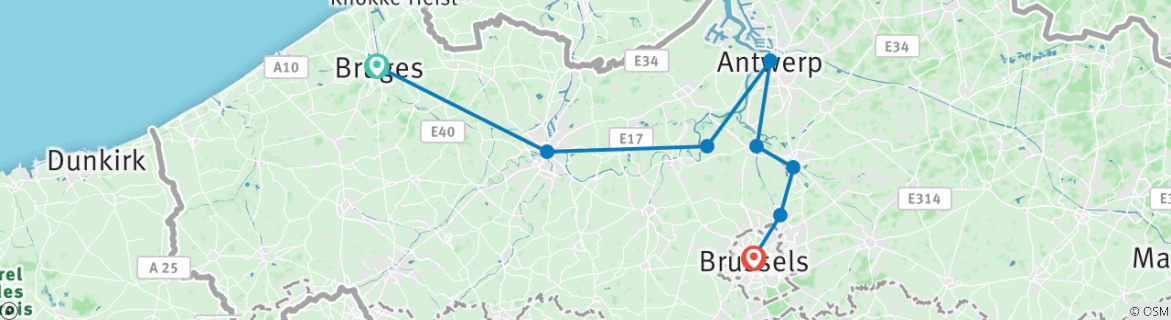 Karte mit der Reiseroute