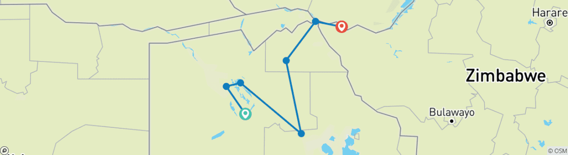 Foto van een kaart met de route van de rondreis