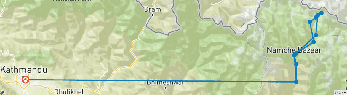 Karte mit der Reiseroute