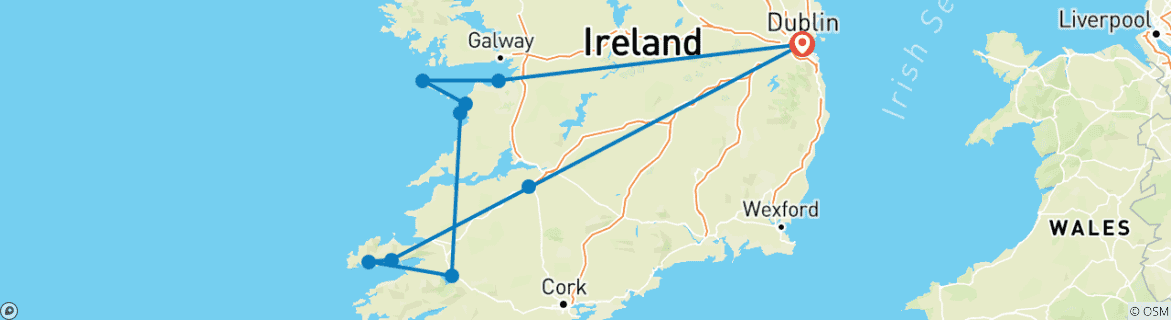 Image d'une carte montrant l'itinéraire du circuit