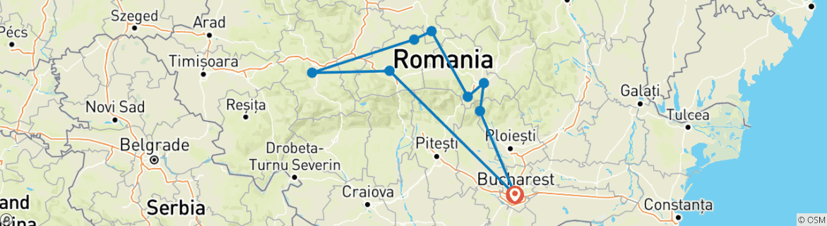 Karte mit der Reiseroute