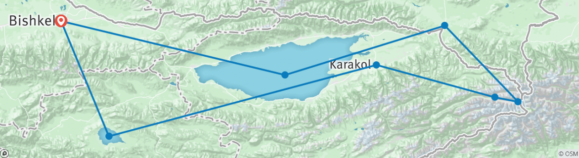 Karte mit der Reiseroute