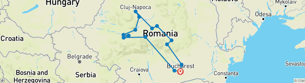 Karte mit der Reiseroute