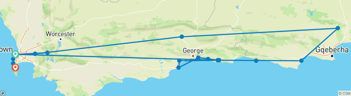 Image d'une carte montrant l'itinéraire du circuit