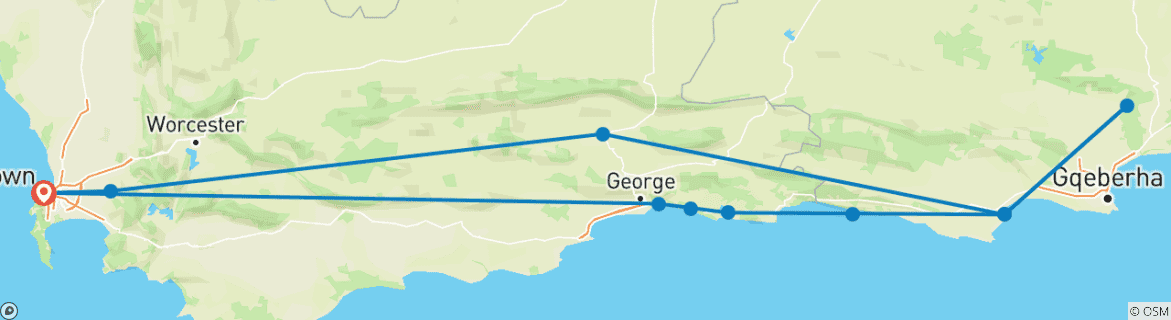 Image d'une carte montrant l'itinéraire du circuit