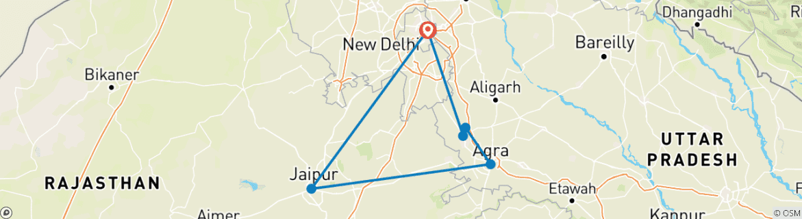 Image d'une carte montrant l'itinéraire du circuit